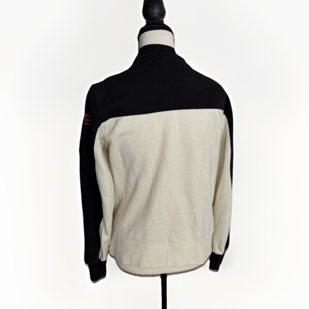 Harley Davidson Moto Jacket Womens Small Cream Black Full Zip Biker - Picture 2 of 7